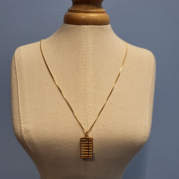 16" 14K Gold Chain Necklace with 14K Gold Abacus Pendant - Picture 7 of 9